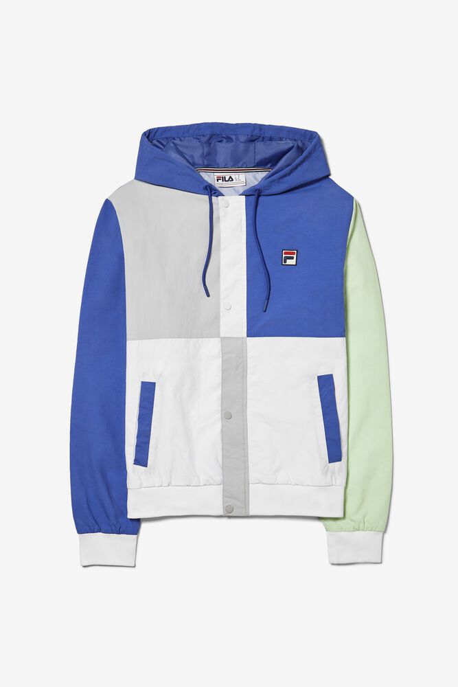 Fila Jacket Bem Color Blocked Light Weight Mens Blue/White/Grey - India WXU-715968